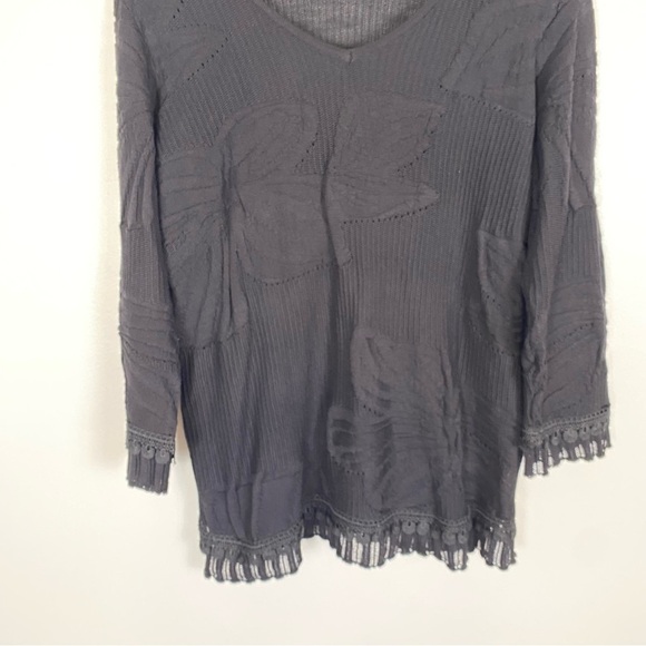 Antthony Originals Black Floral Texture Lace Trim Stretch Sz M Whimsygoth Witchy - Picture 3 of 9